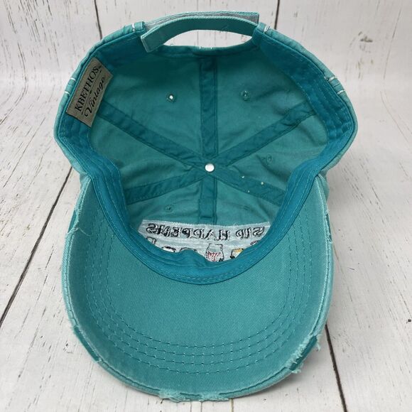 SIP HAPPENS Distressed Baseball Cap Hat Adult Green Embroidered Adjustable - Picture 8 of 9